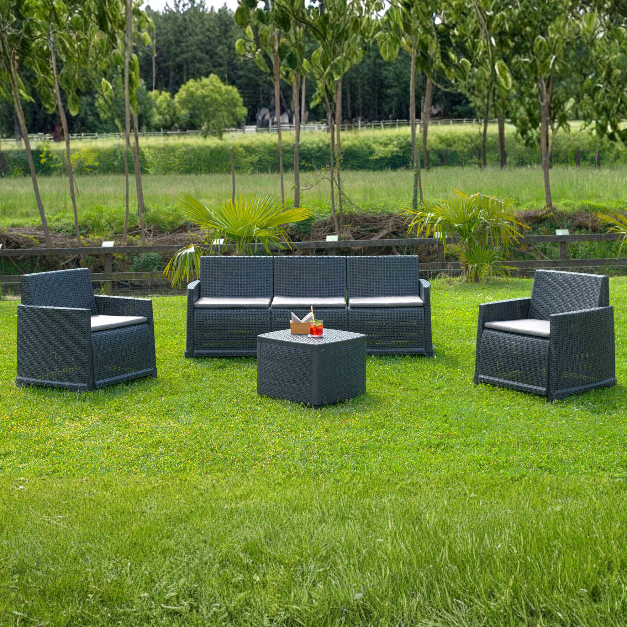 Conjunto de Estar 5 Lugares Cinza Garda Time Scale