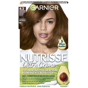 Coloração Permanente Castanho Dourado 4.3 Garnier Nutrisse