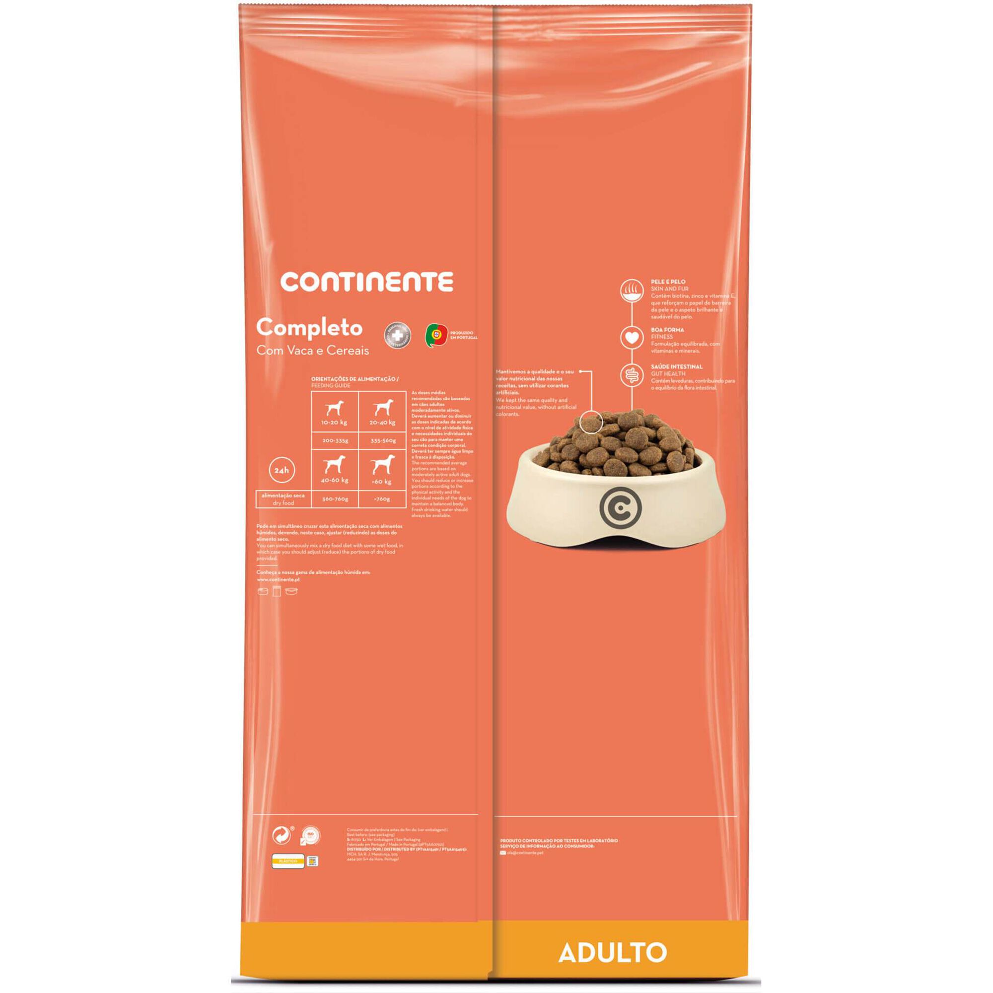 Ra&ccedil;&atilde;o para C&atilde;o Adulto Completo Croquetes Vaca e Cereais Continente Pet
