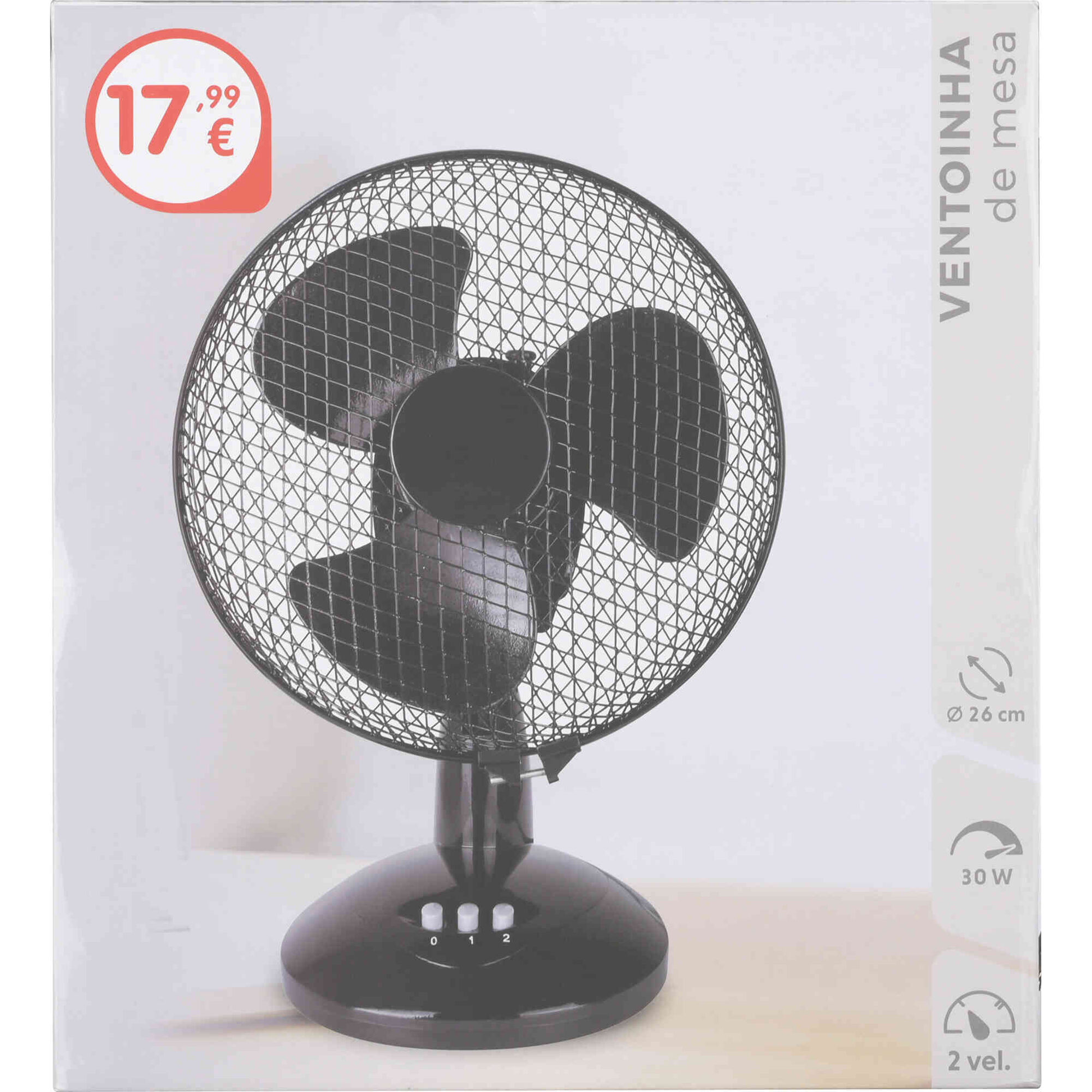 Ventoinha de Mesa 26cm 30W Preto Bazar&atilde;o