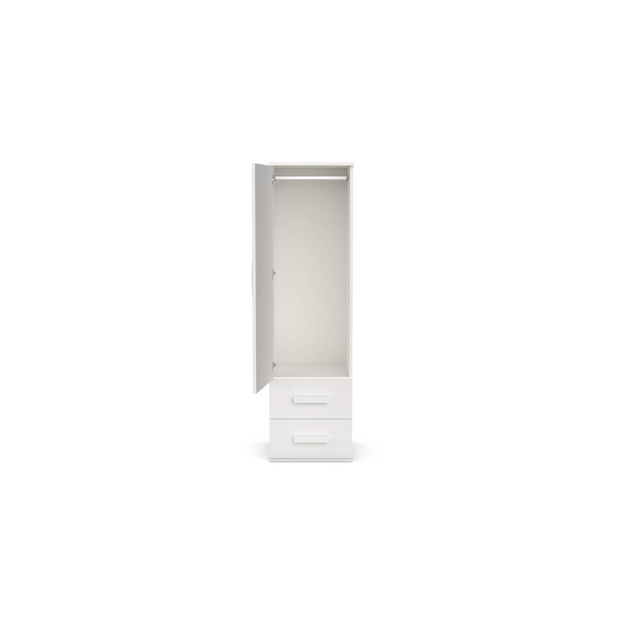 Roupeiro com 1 Porta e 2 Gavetas 50x55x180cm Branco Play Roupeiro com 1 Porta e 2 Gavetas 50x55x180cm Branco Play