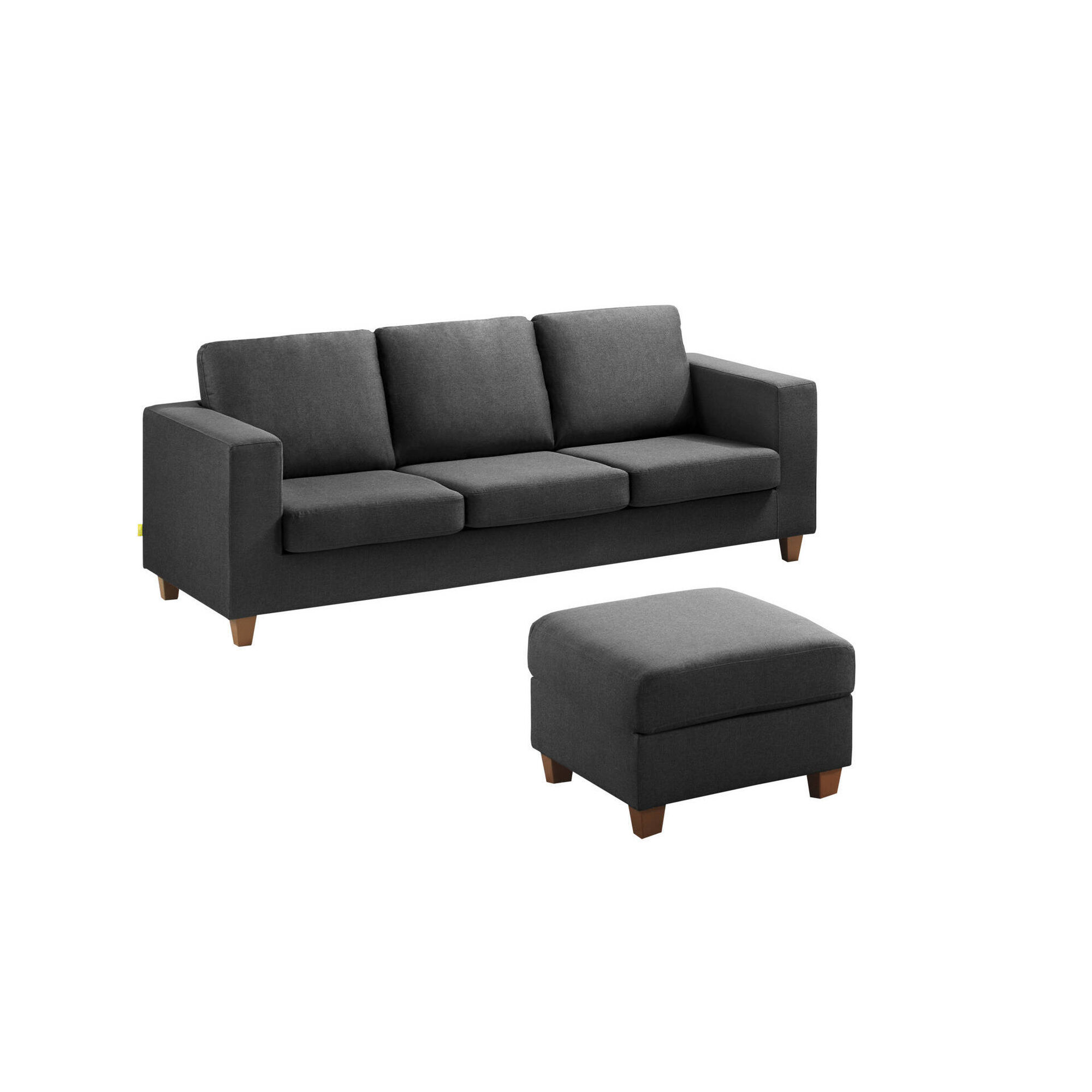 Sofá 3 Lugares com Repousa Pés Preto Cerejeira Flash