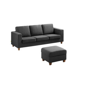 Sofá 3 Lugares com Repousa Pés Preto Cerejeira Flash Sofá 3 Lugares com Repousa Pés Preto Cerejeira Flash