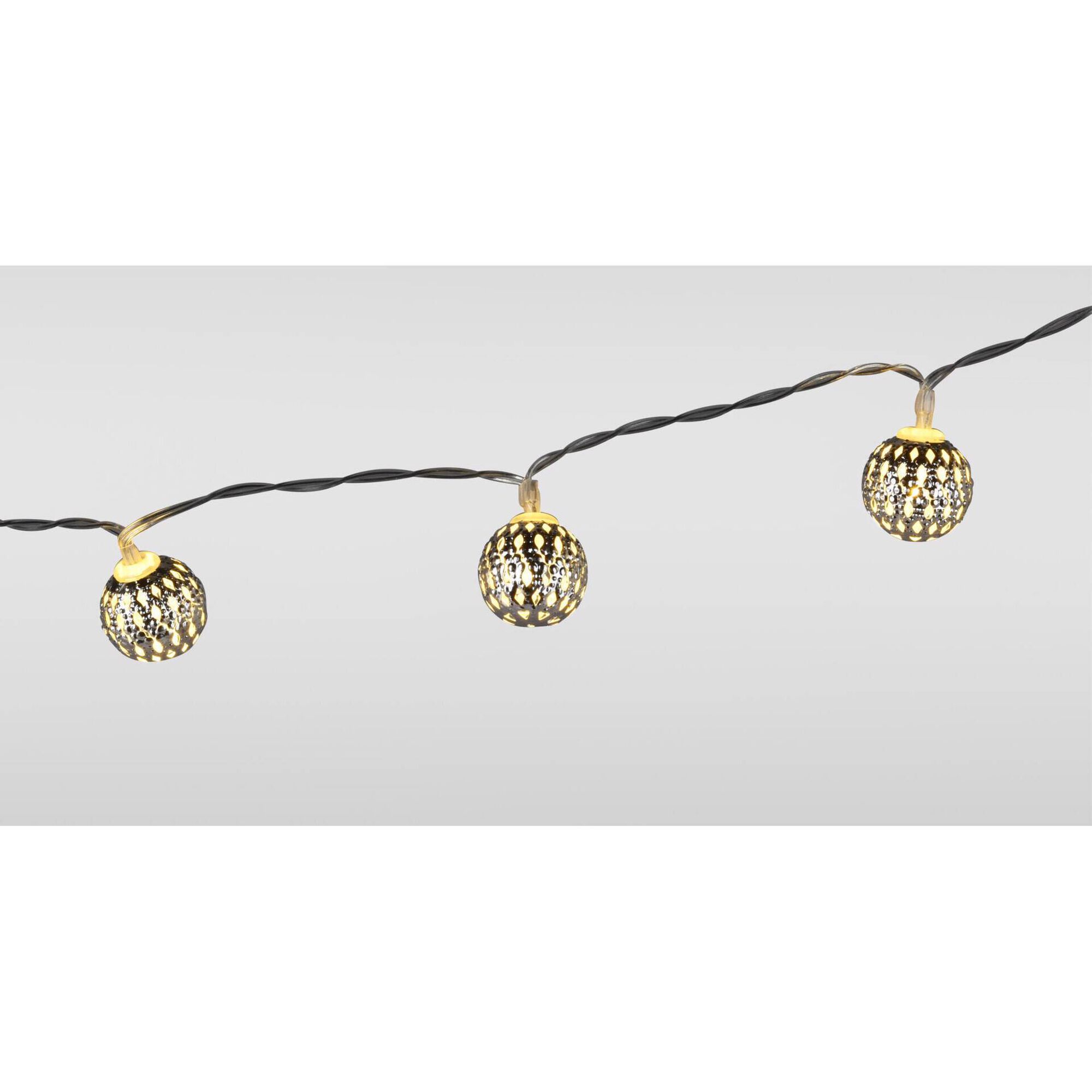 Conjunto 10 Luzes Led Bolas Metal Prateadas