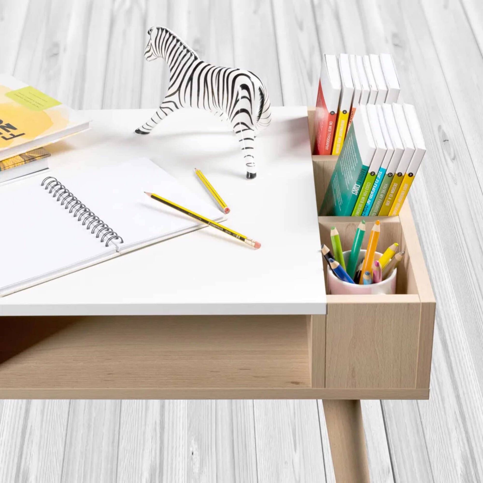 Secretária com Arrumação Faia e Branco Sofie