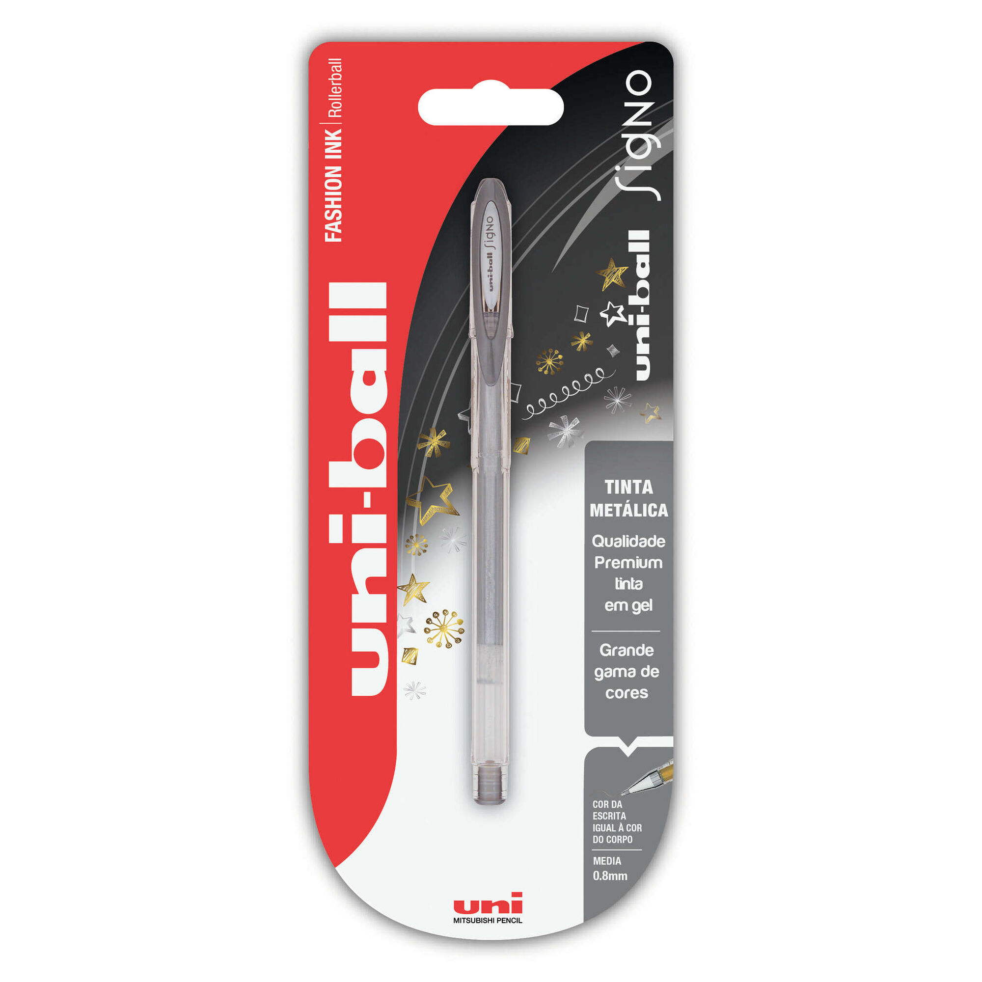Roller Signo de Tinta Gel Prateada