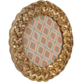 Moldura Redonda Dourada Flores Kasa