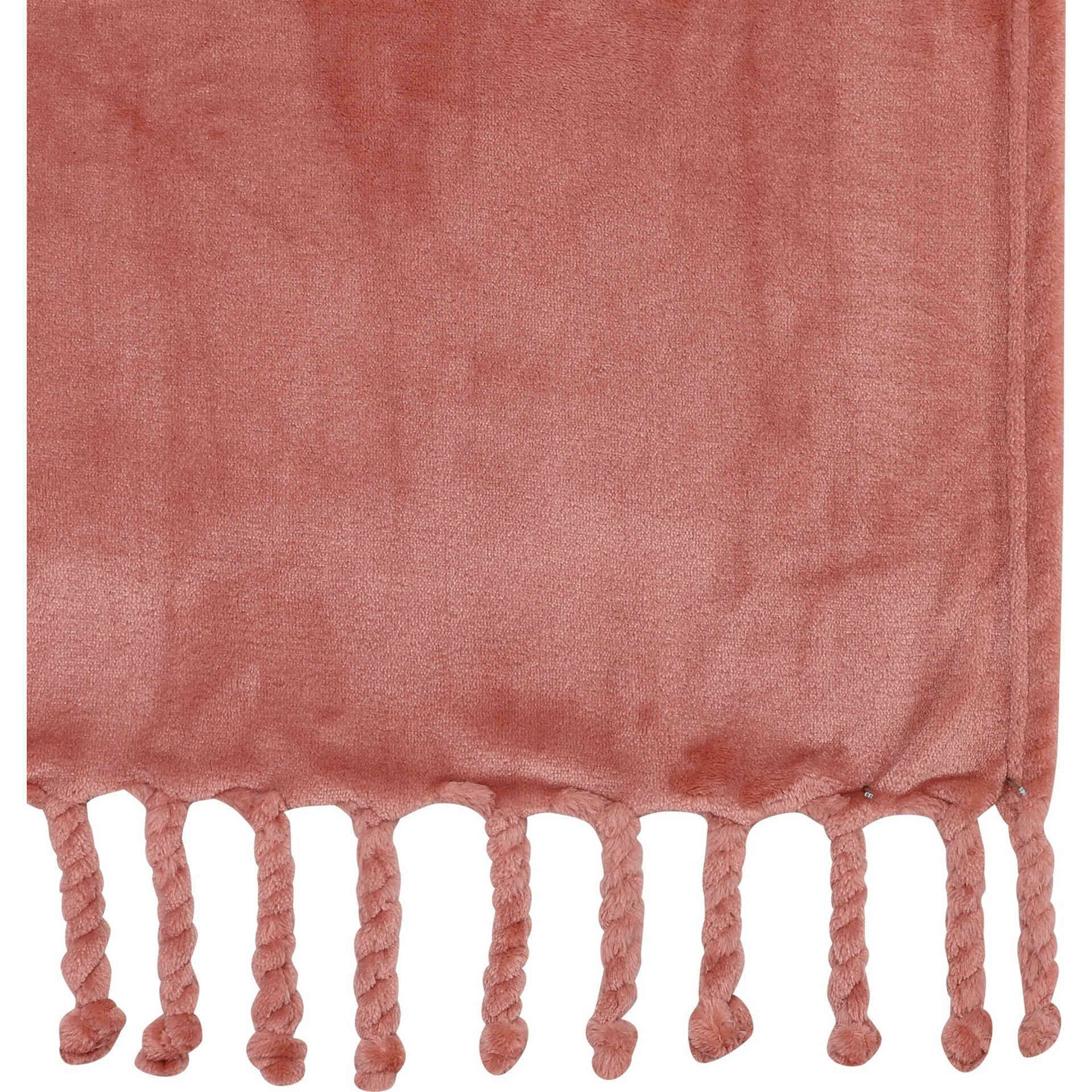 Manta Flanela com Franja 130x170cm Rosa Kasa