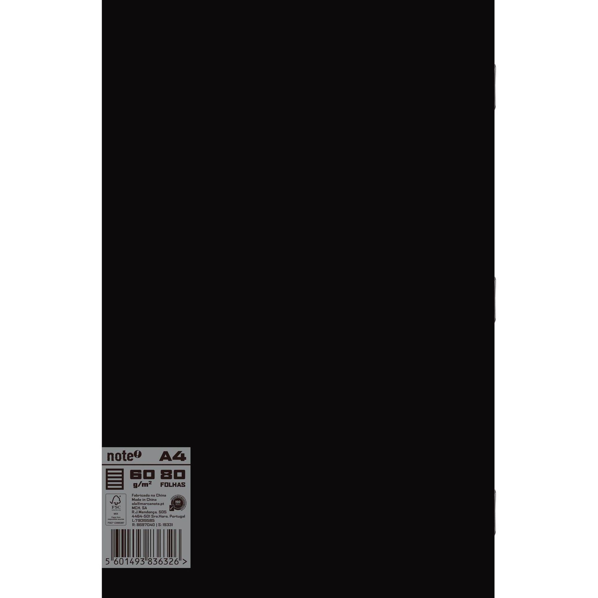 Caderno Agrafado Pautado A4 Flex Preto Note!