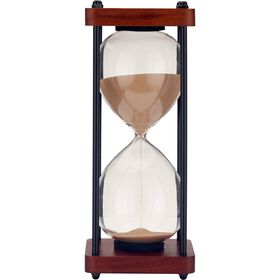 Ampulheta com Suporte Madeira e Vidro 25cm Bege Kasa