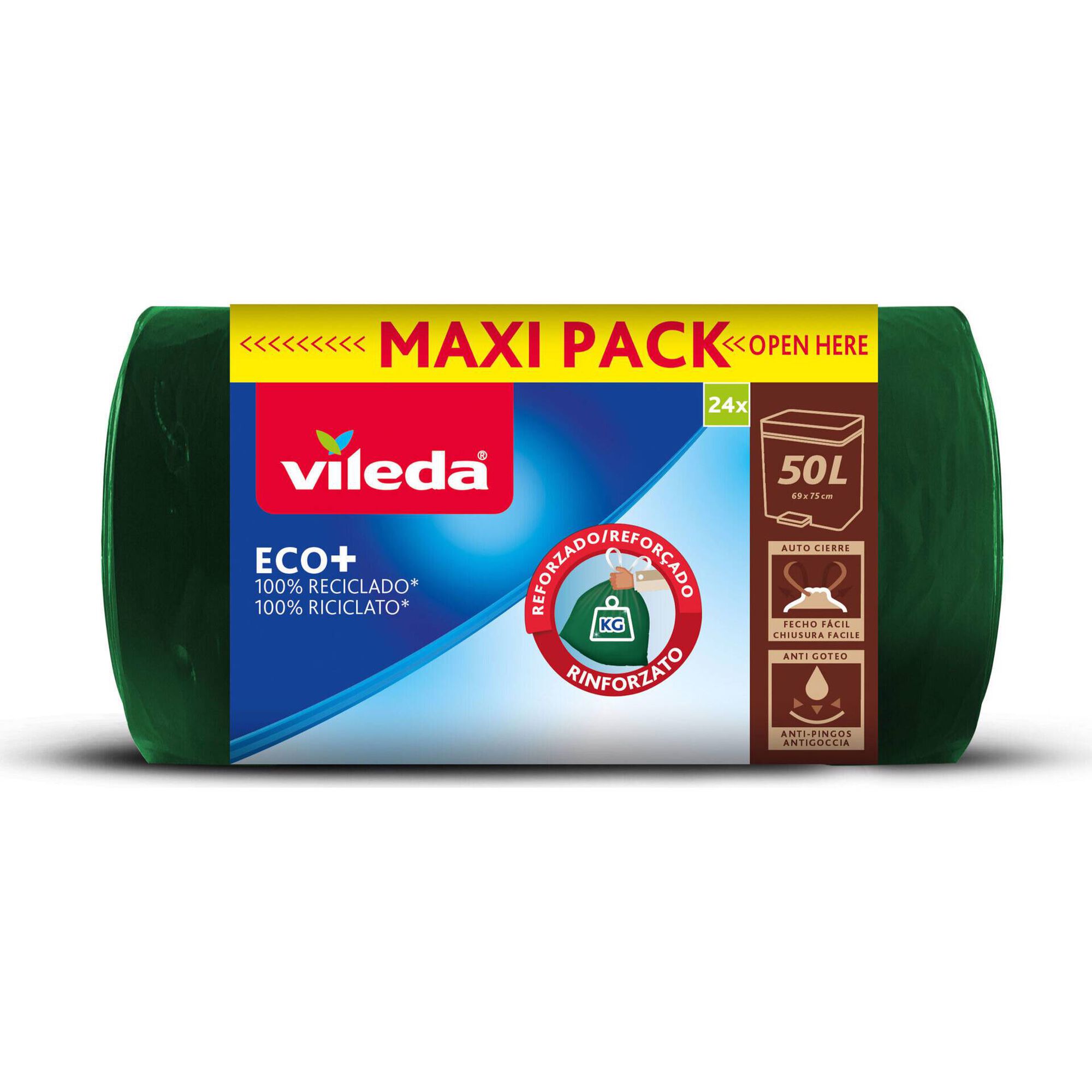 Sacos Lixo Eco+ Maxi Rolo Fecho F&aacute;cil 50 lt Vileda