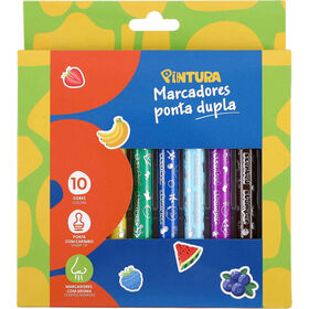 Marcadores de Colorir Ponta Dupla com Cheiro e Carimbo