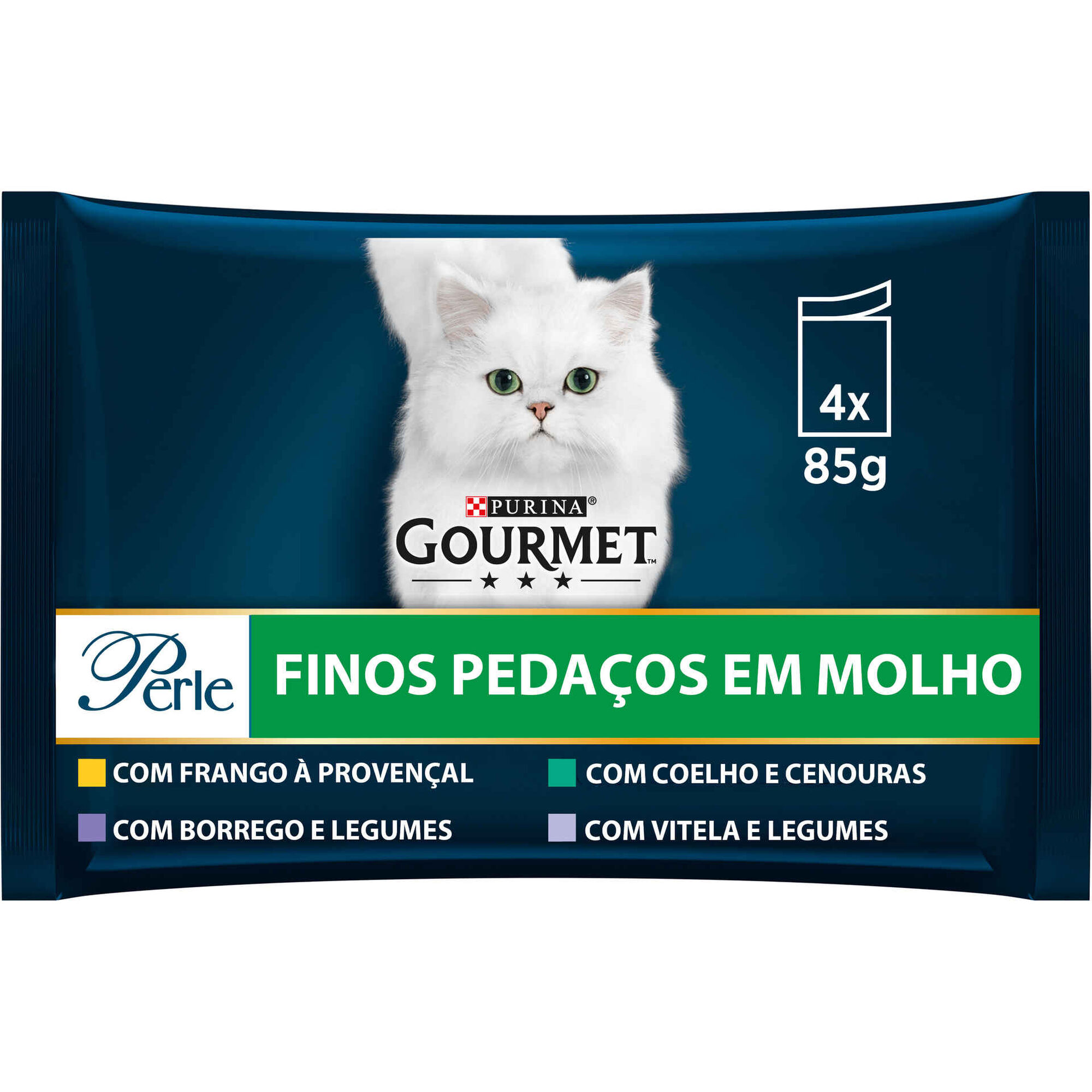 Comida H&uacute;mida para Gato Adulto Finos Peda&ccedil;os em Molho Saquetas Purina Gourmet Perle