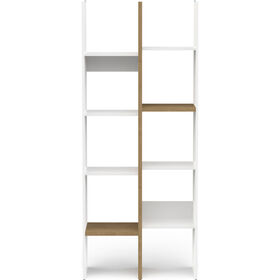 Estante Decorativa 75x32x183cm Branca e Carvalho Access