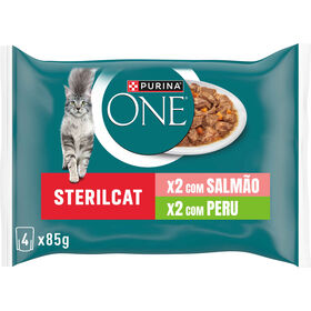 Comida H&uacute;mida para Gato Adulto Esterilizado Salm&atilde;o e Peru Saquetas Purina One