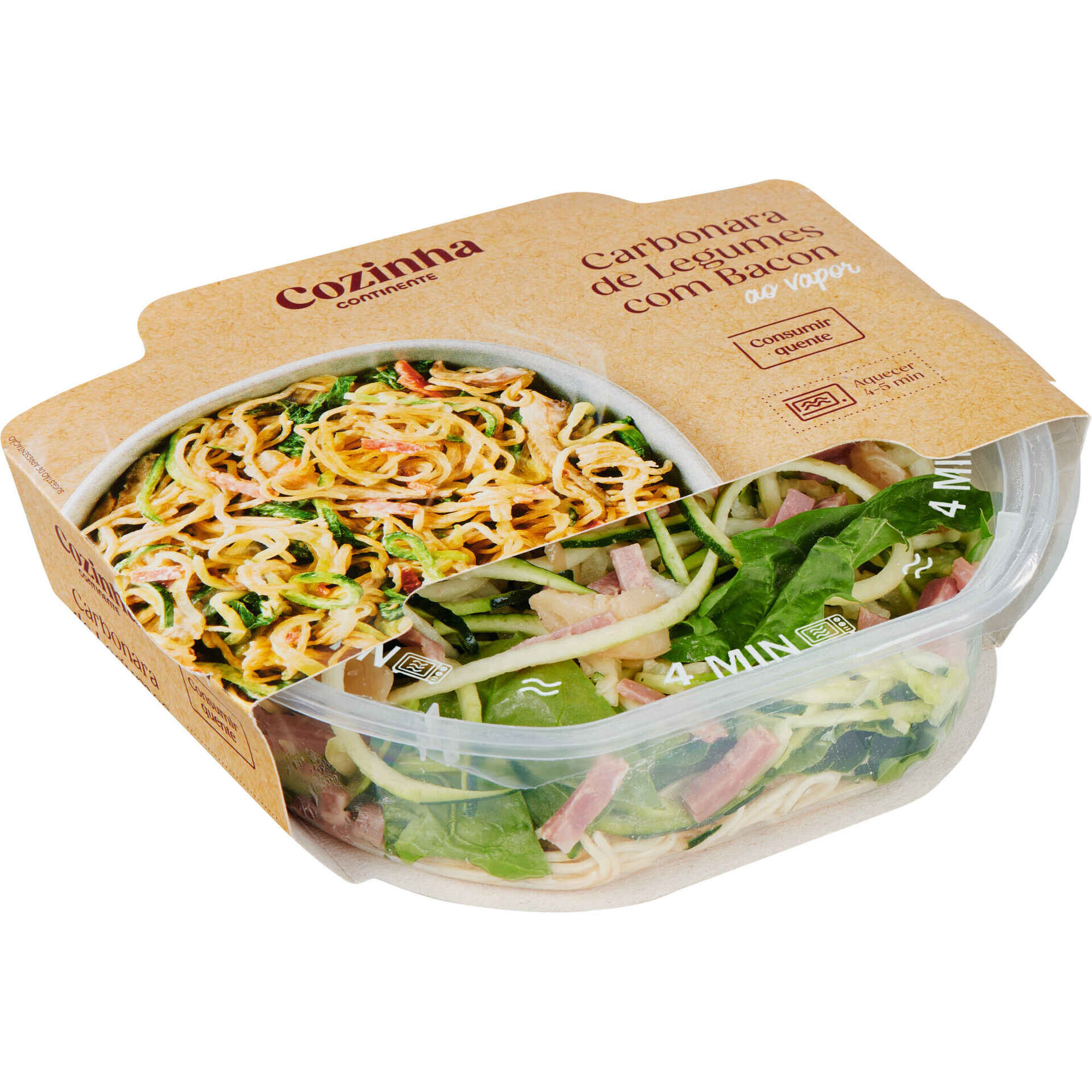 Carbonara de Legumes com Bacon ao Vapor