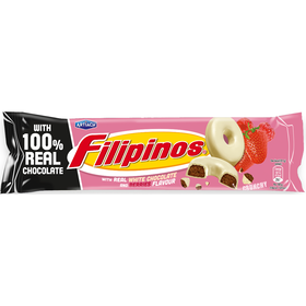 Bolachas com Cobertura Chocolate Branco e Recheio Frutos Vermelhos