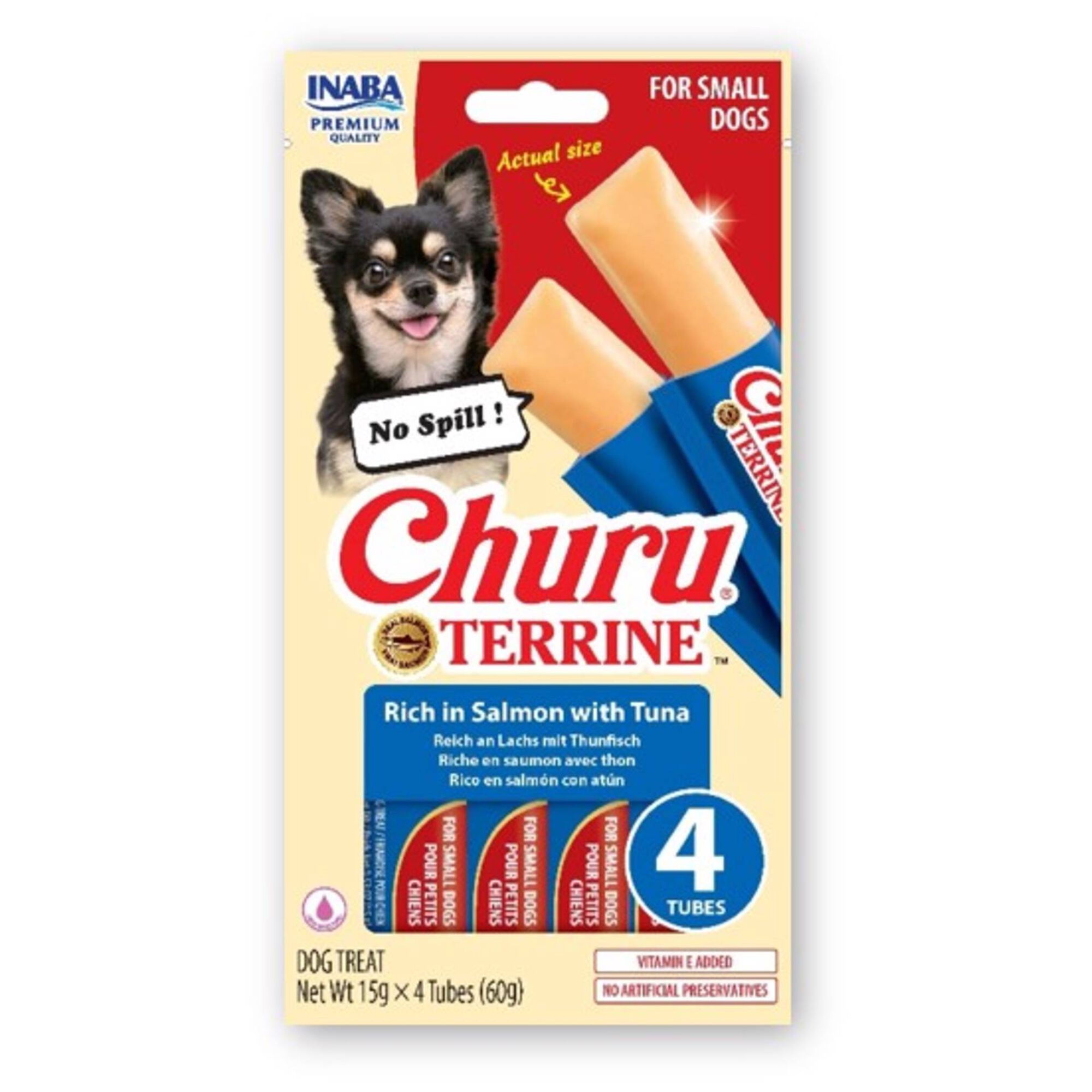 Snack para C&atilde;o Adulto Pequeno Salm&atilde;o e Atum Churu Terrine