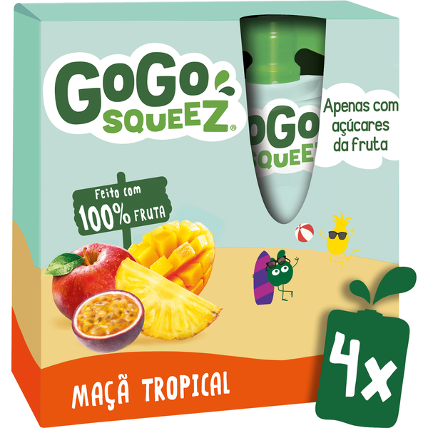 Pack  Saquetas de Fruta Maçã e Frutos Tropicais +3A GoGo squeeZ
