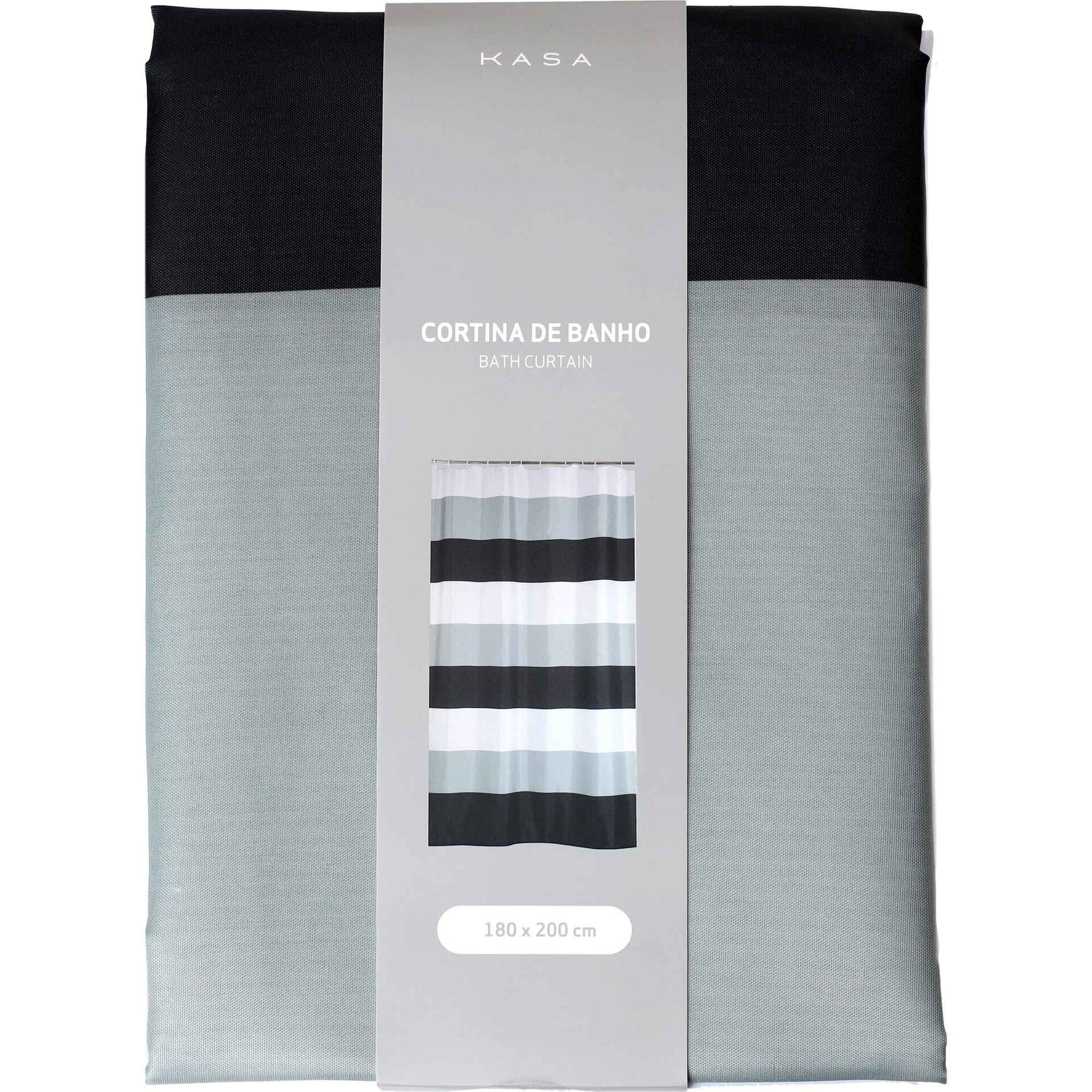 Cortina de Banho 180x200cm Poliéster Cinza Escuro
