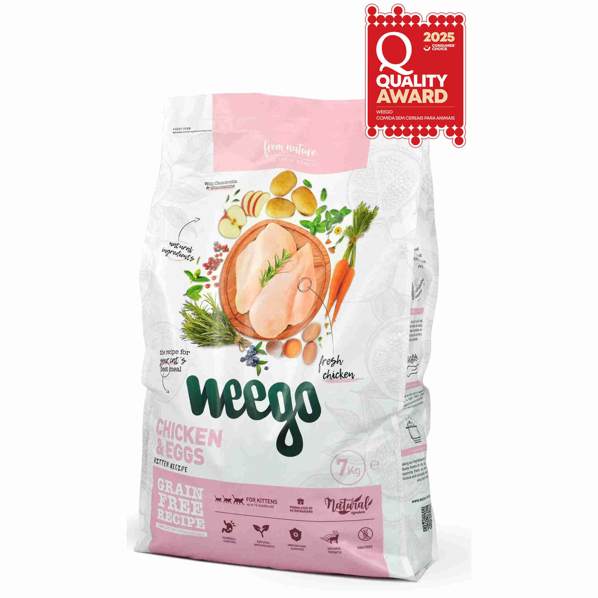 Ra&ccedil;&atilde;o para Gato J&uacute;nior Frango e Ovos Weego