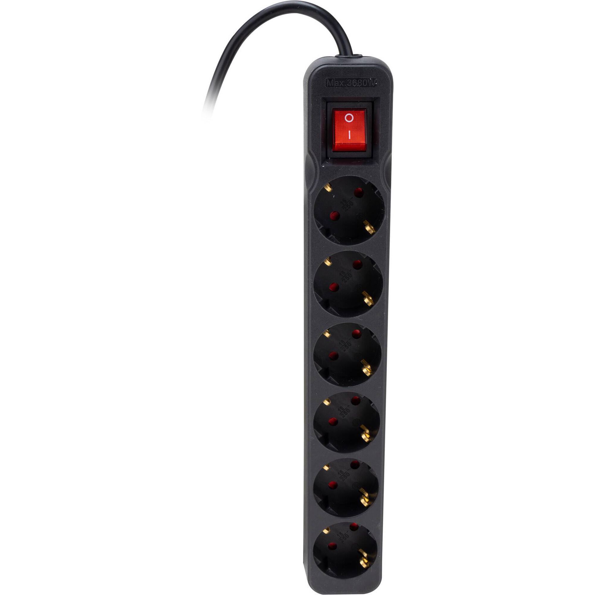 Bloco  6 Tomadas com Interruptor Preto Boost
