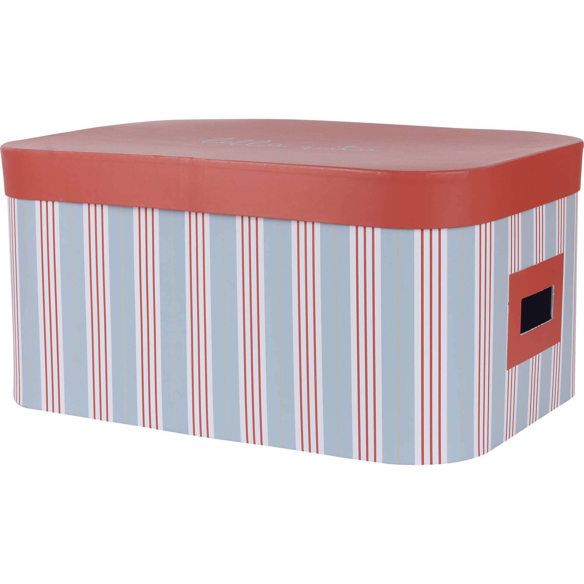 Caixa Riscas Finas Azuis 38,5x26,5x19cm Kasa