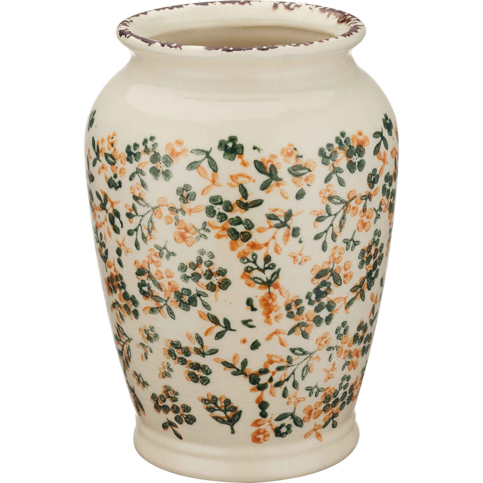 Jarra Flores com Rebordo Vintage 14,5x21cm Bege Kasa