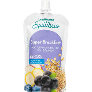 Saqueta de Maçã, Banana, Mirtilo, Açaí e Quinoa Super Breakfast sem Adição de Açúcar Continente Equilíbrio