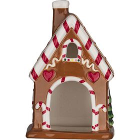 Suporte Velas Cer&acirc;mica Casa Gingerbread