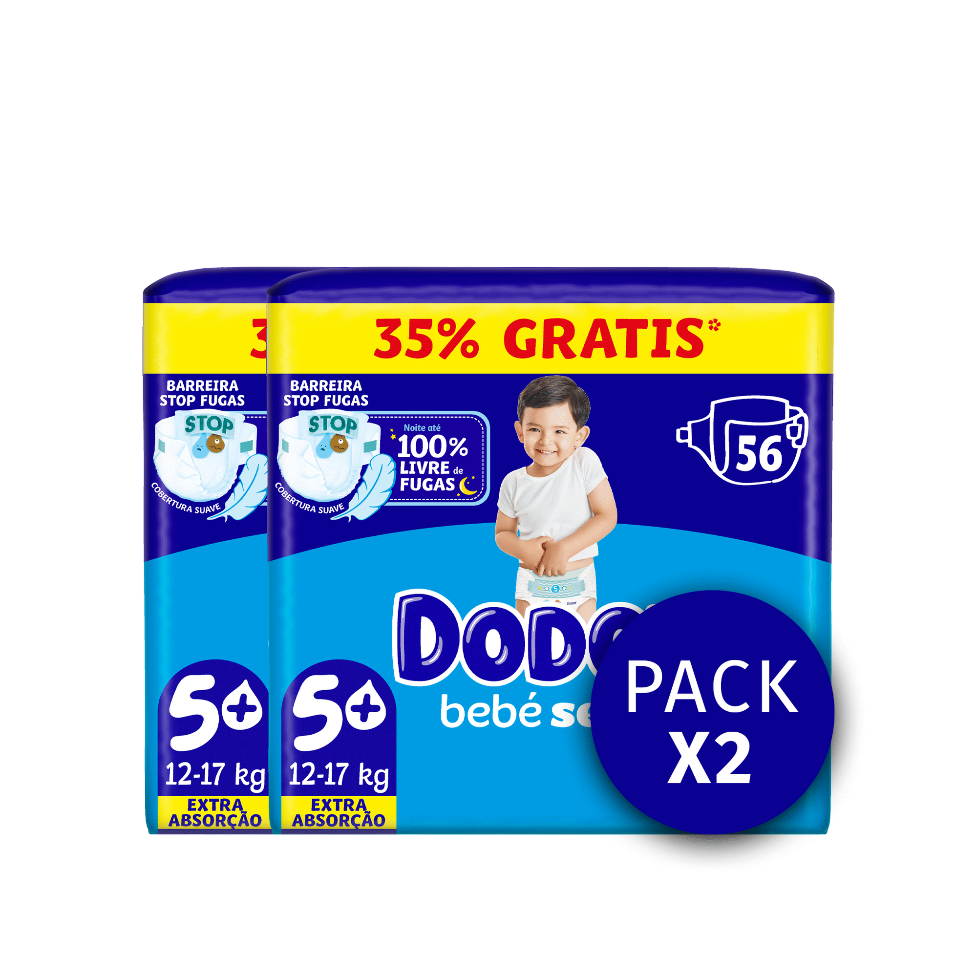 Fraldas Beb&eacute; Seco Extra 12-17kg T5+ Dodot