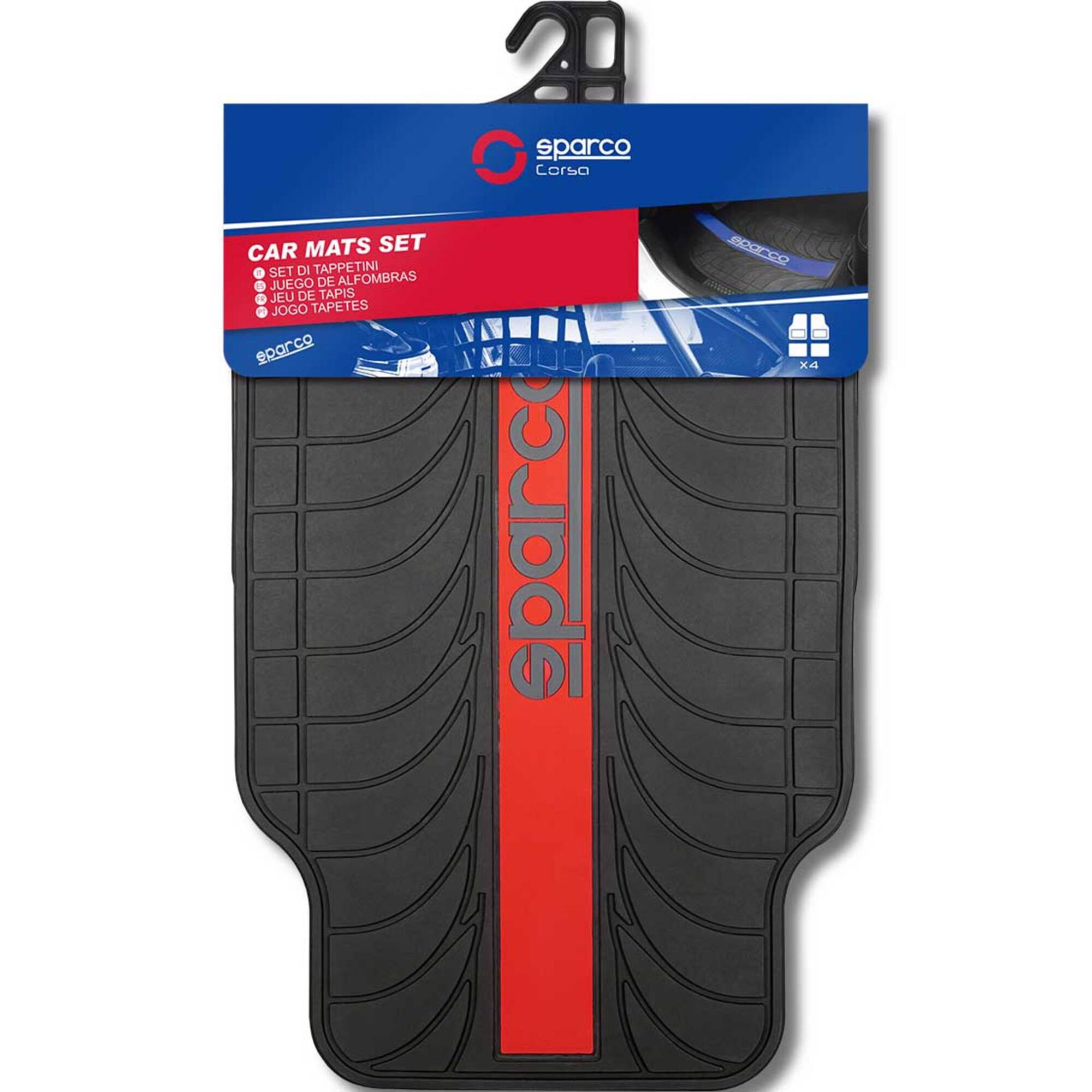 Conju to 4 Tapetes Preto/Vermelho