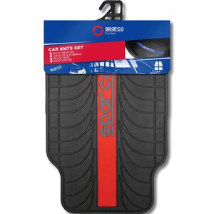 Conju to 4 Tapetes Preto/Vermelho Sparco