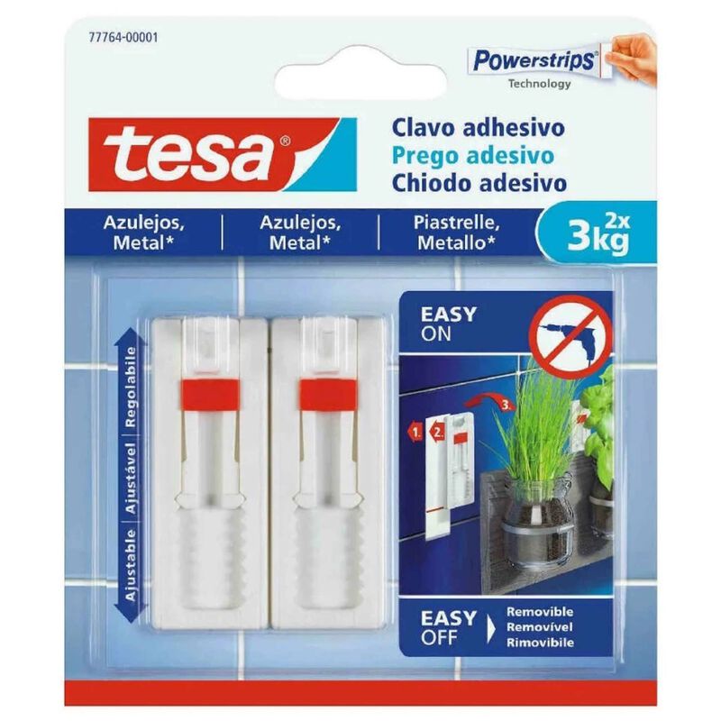 Pregos Adesivos Ajustáveis para Azulejos 3kg Tesa