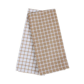 Conjunto 2 Panos Cozinha Bege Quadrados Kasa