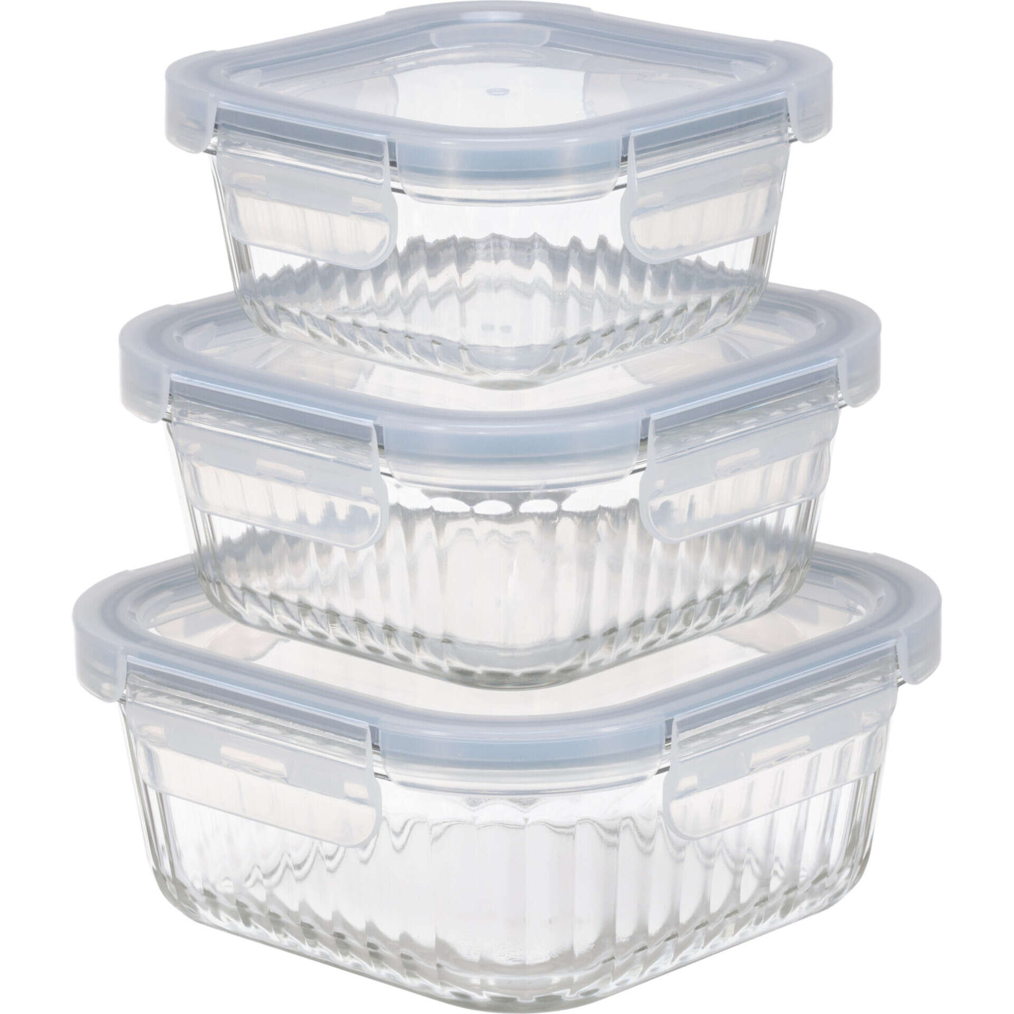 Conjunto de 3 Caixas Vidro 15,6x15,6cm Herméticas