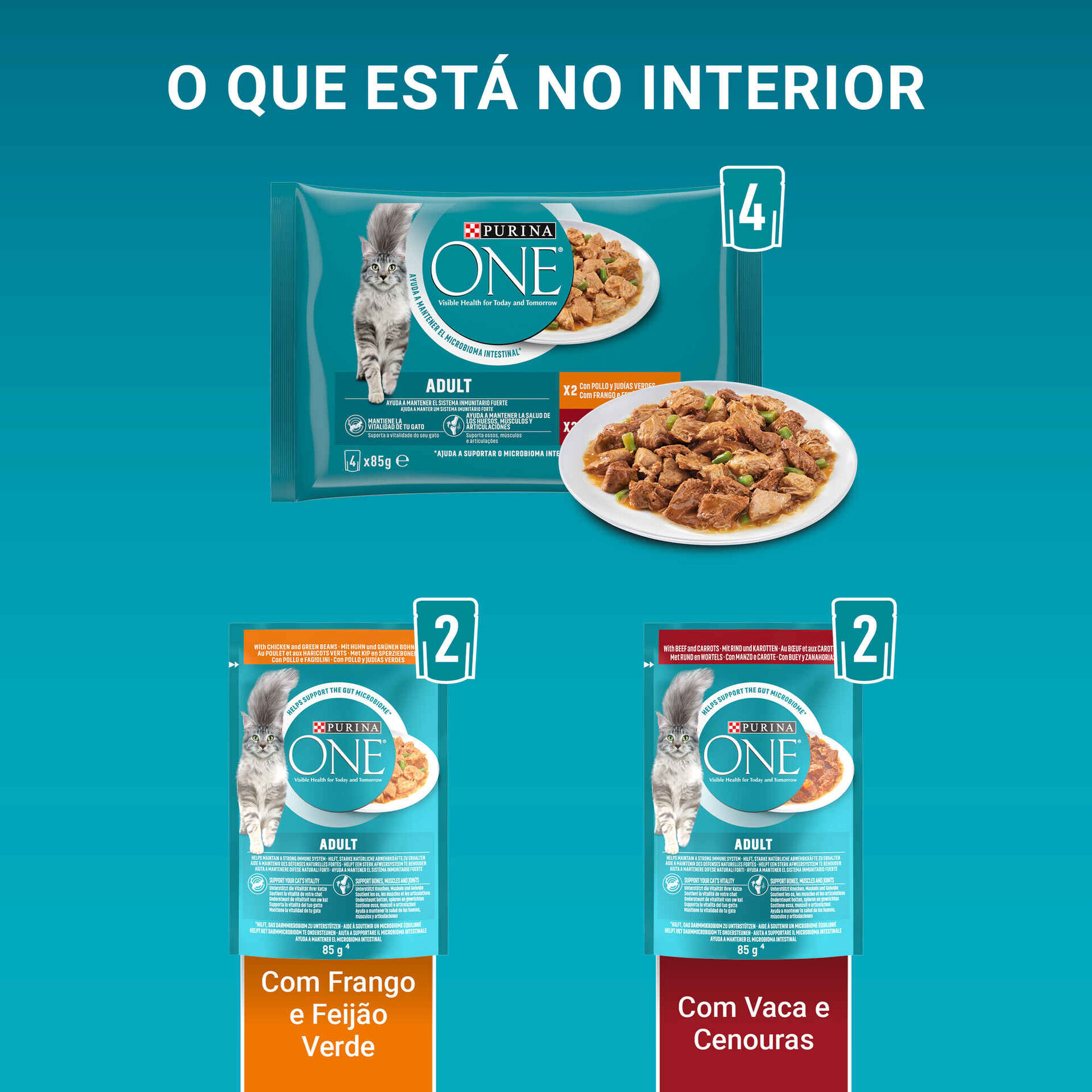 Comida H&uacute;mida para Gato Adulto Frango e Vaca Saquetas Purina One