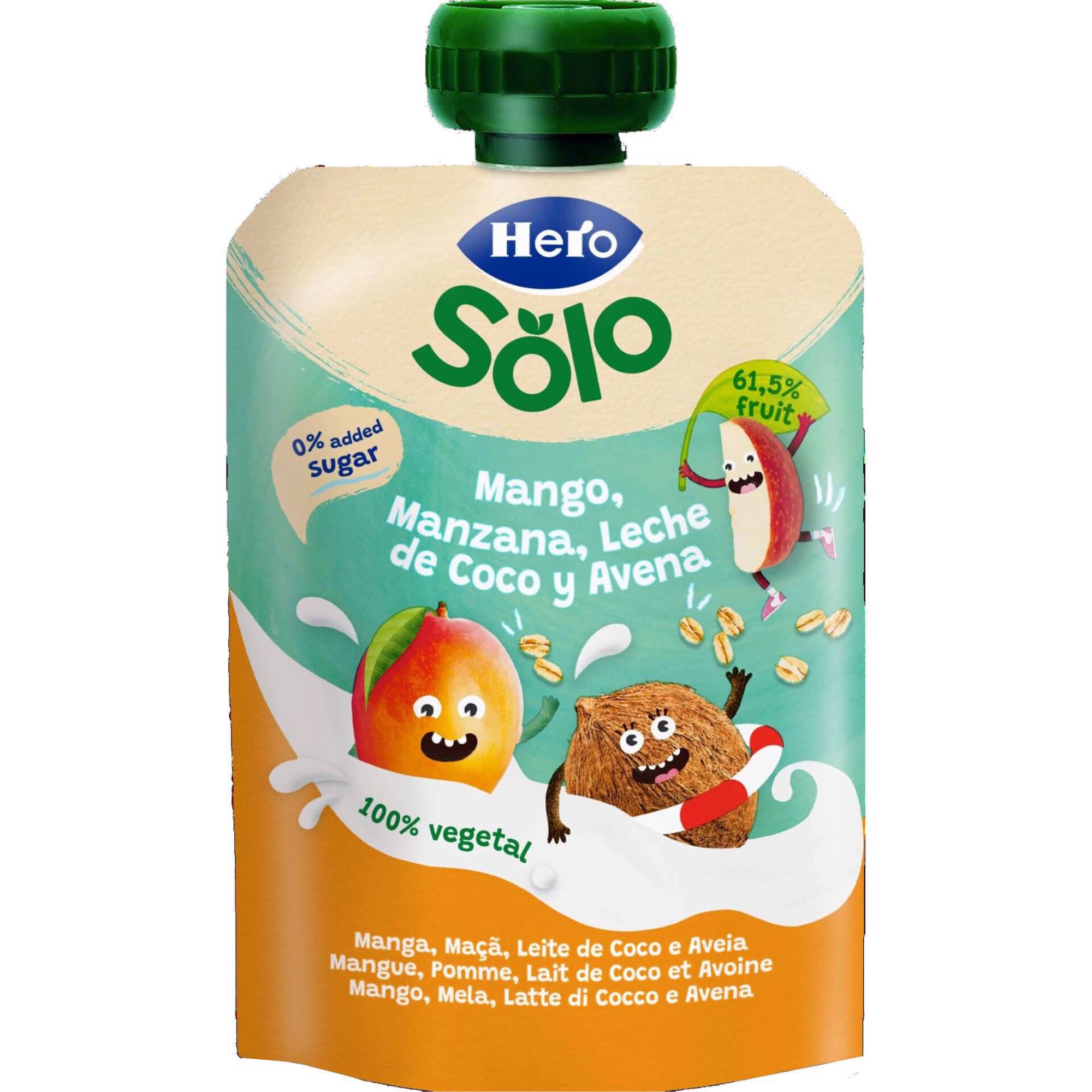 Saqueta de Fruta Manga, Ma&ccedil;&atilde;, Leite de Coco e Aveia Hero Solo