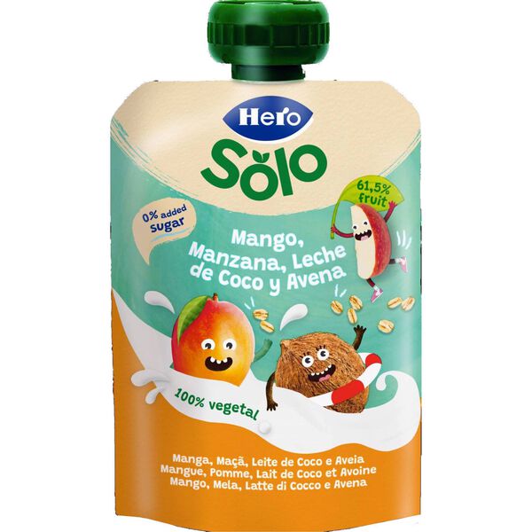 Saqueta de Fruta Manga, Maçã, Leite de Coco e Aveia Hero Solo