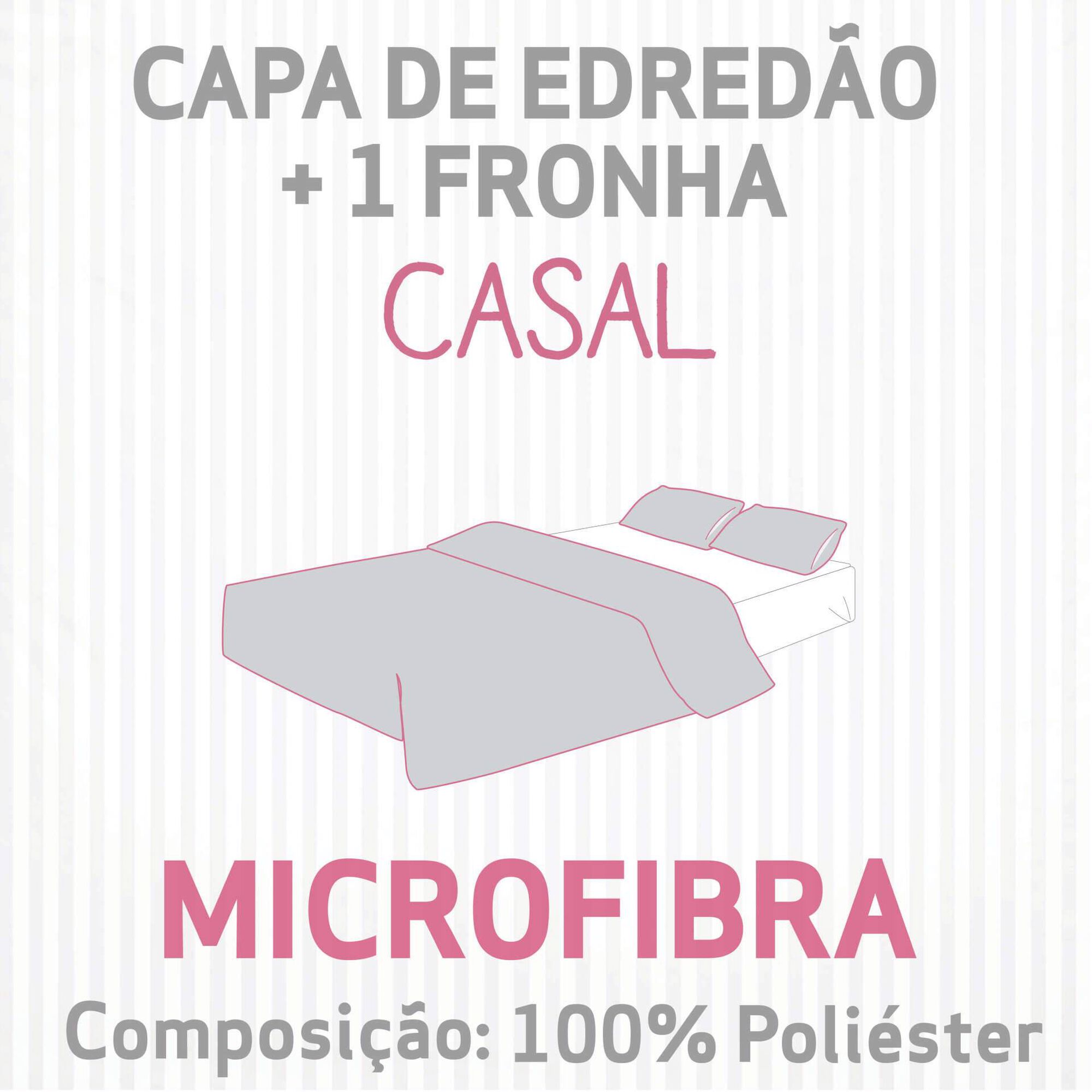 Conjunto Capa Edred&atilde;o Microfibra 240x220cm Riscas Cinza Kasa