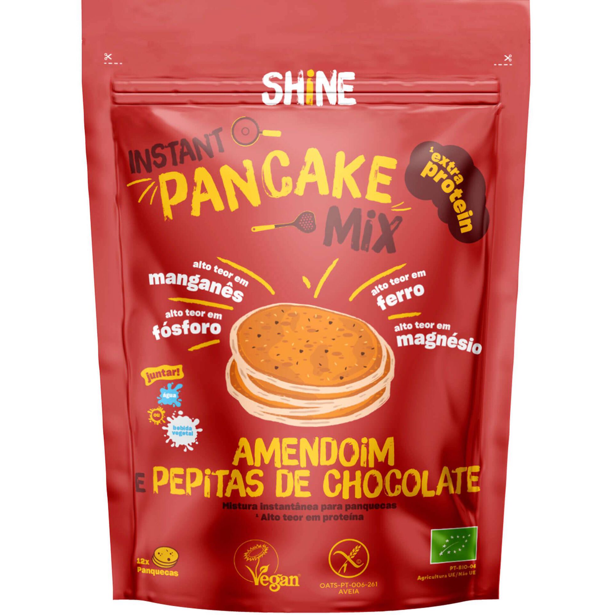 Preparado para Panquecas Amendoim e Pepitas de Chocolate sem Gl&uacute;ten Shine