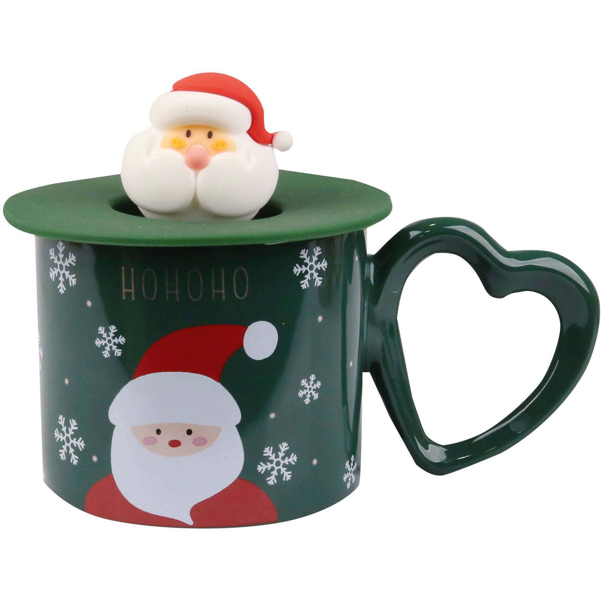 Caneca Pai Natal com Tampa e Asa em Coração