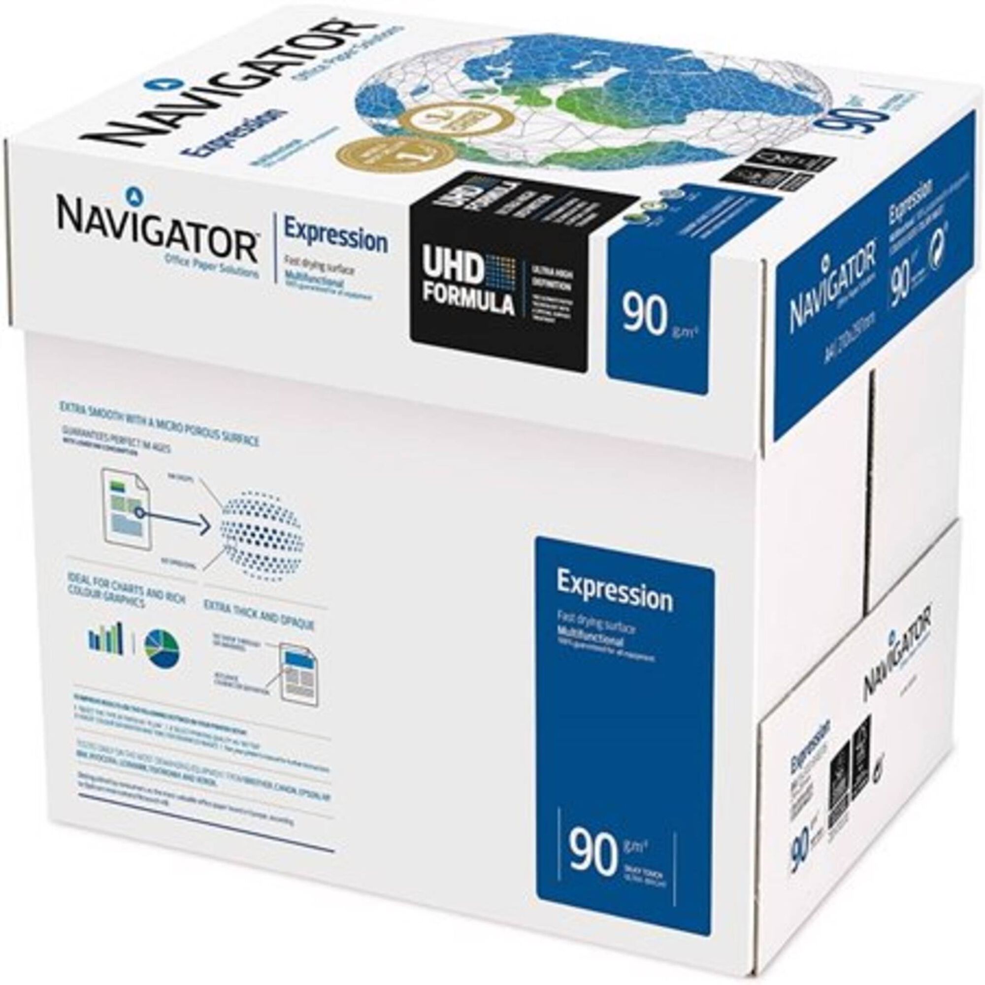 Resma de Papel de Impress&atilde;o A4 5 x 500 Folhas 90g/m2 Navigator