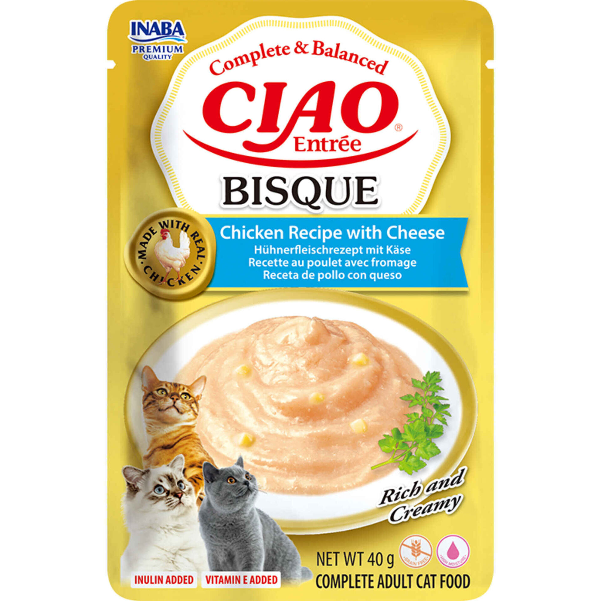 Comida H&uacute;mida para Gato Adulto Bisque Frango e Queijo Ciao
