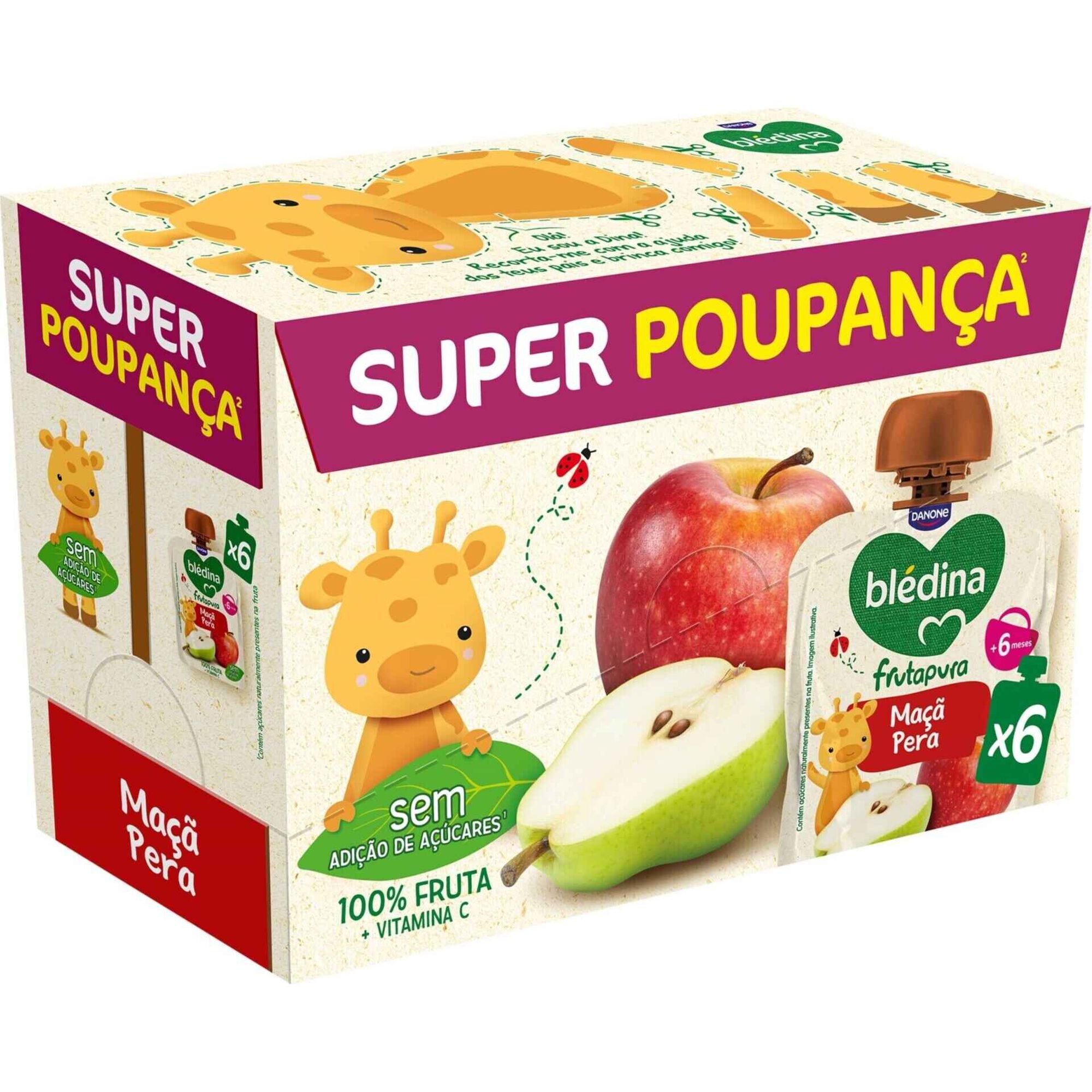 Multipack Saquetas de Frutas Ma&ccedil;&atilde; e Pera Frutapura