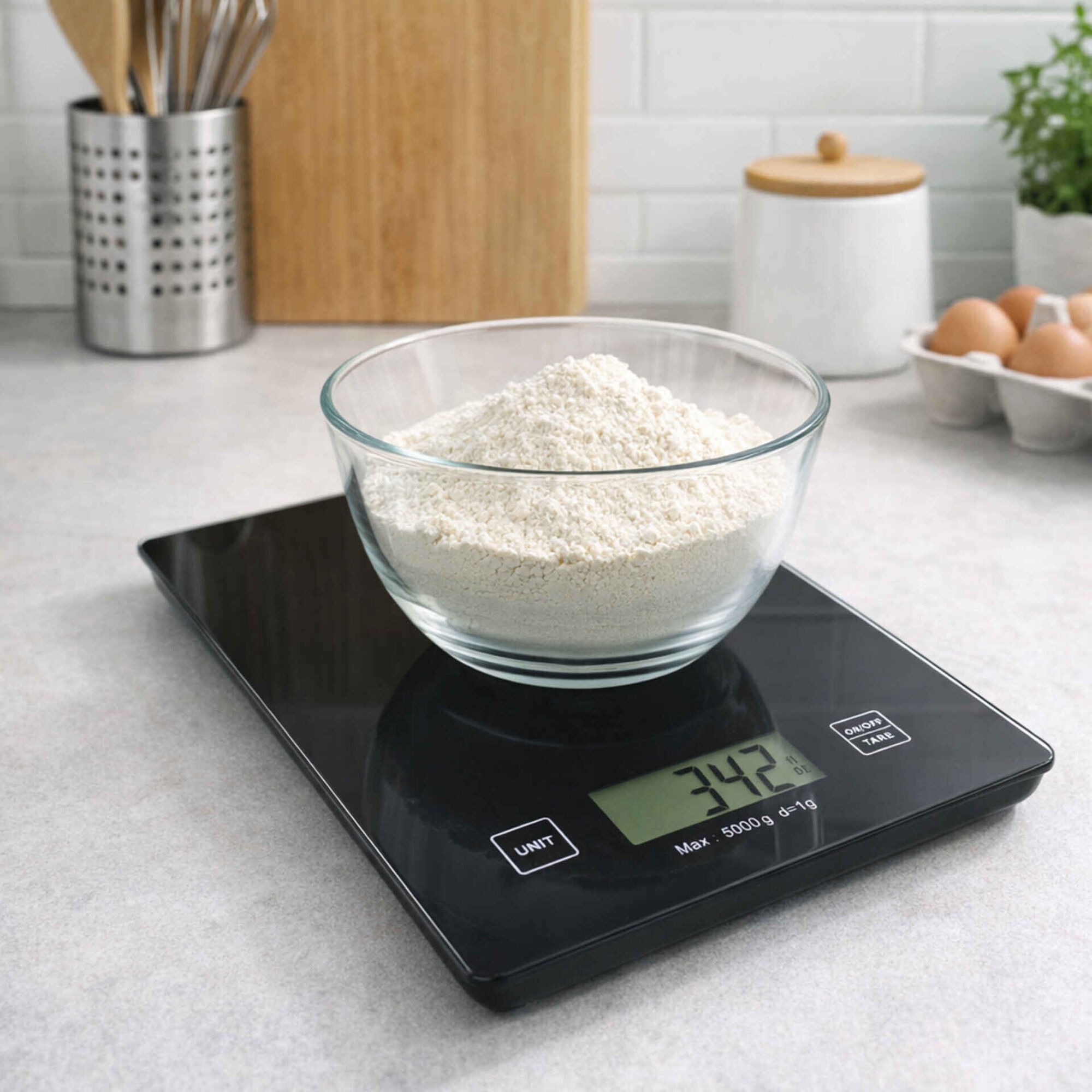 Balan&ccedil;a Cozinha Digital Vidro Temperado Preta 5kg Kasa