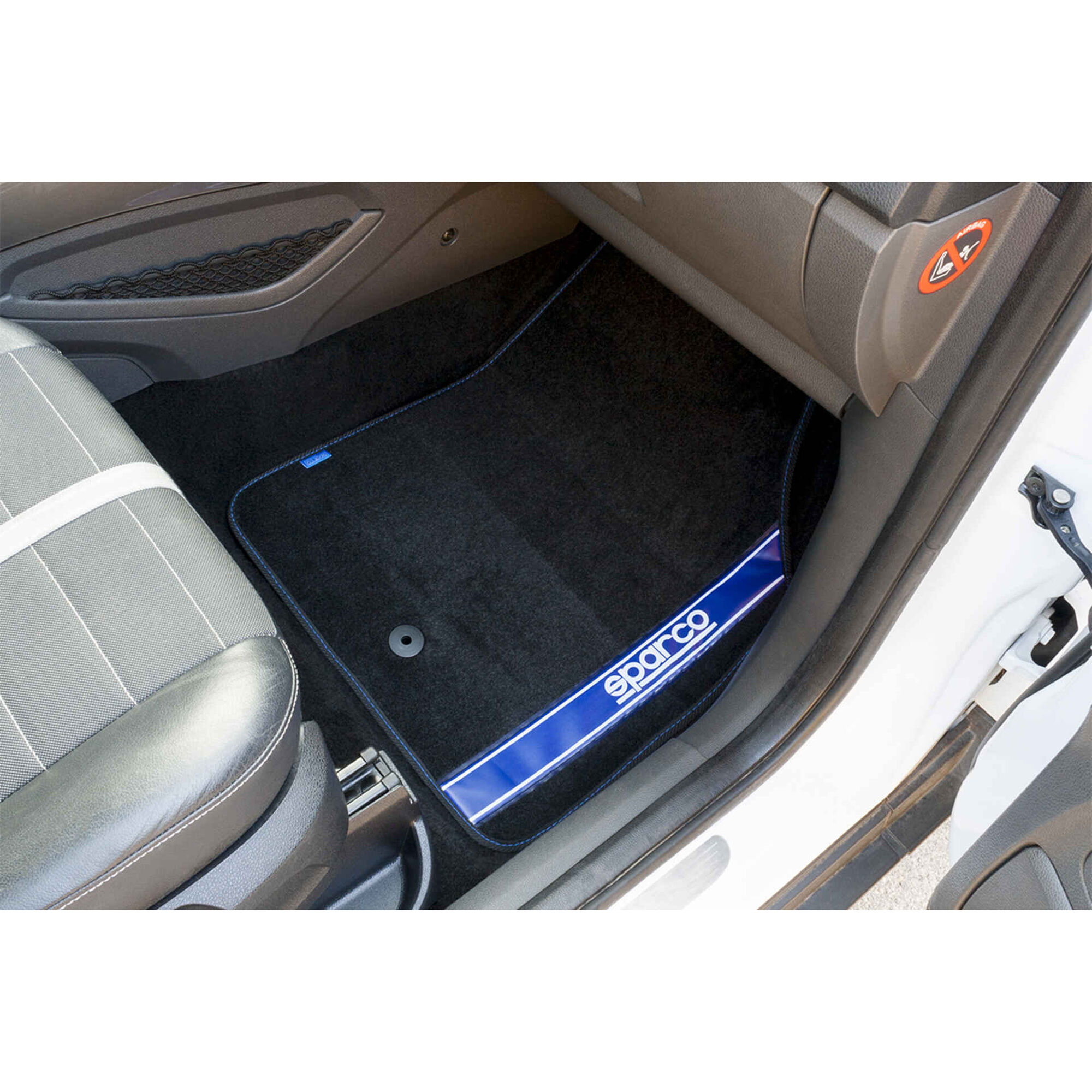 Conjunto 4 Tapetes Alcatifa Preto/Azul