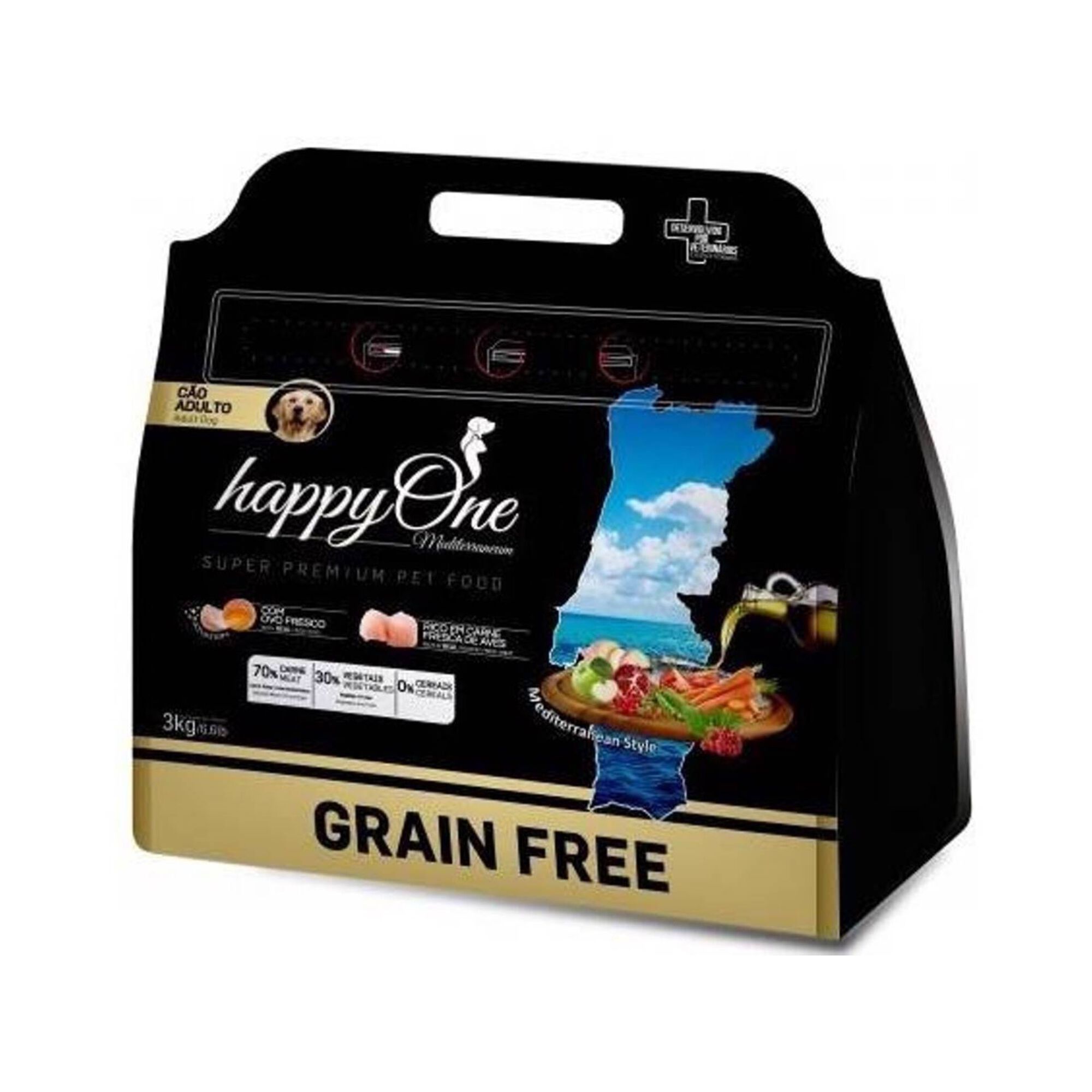 Ra&ccedil;&atilde;o para C&atilde;o Adulto Grain Free happyOne Mediterraneum