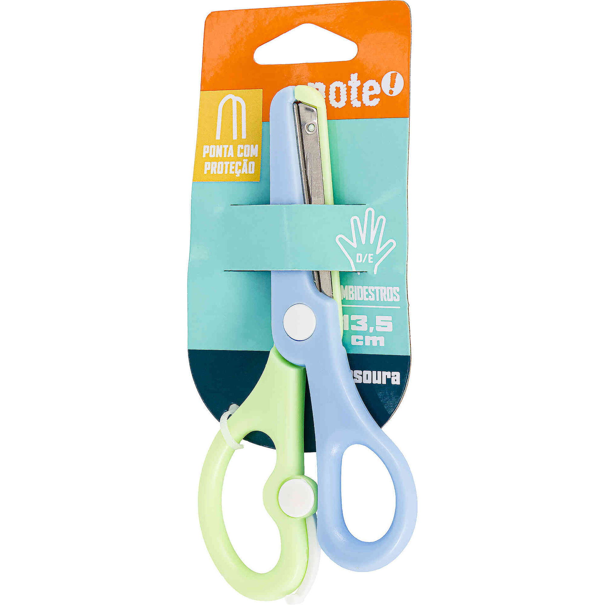 Tesoura com Ponta Prote&ccedil;&atilde;o 13,5cm Ambidestra (v&aacute;rias cores) Note!