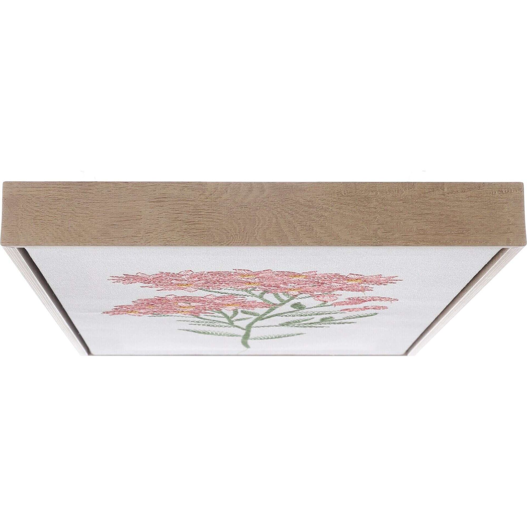 Quadro Decor 50x25cm Bordado Flores Rosa